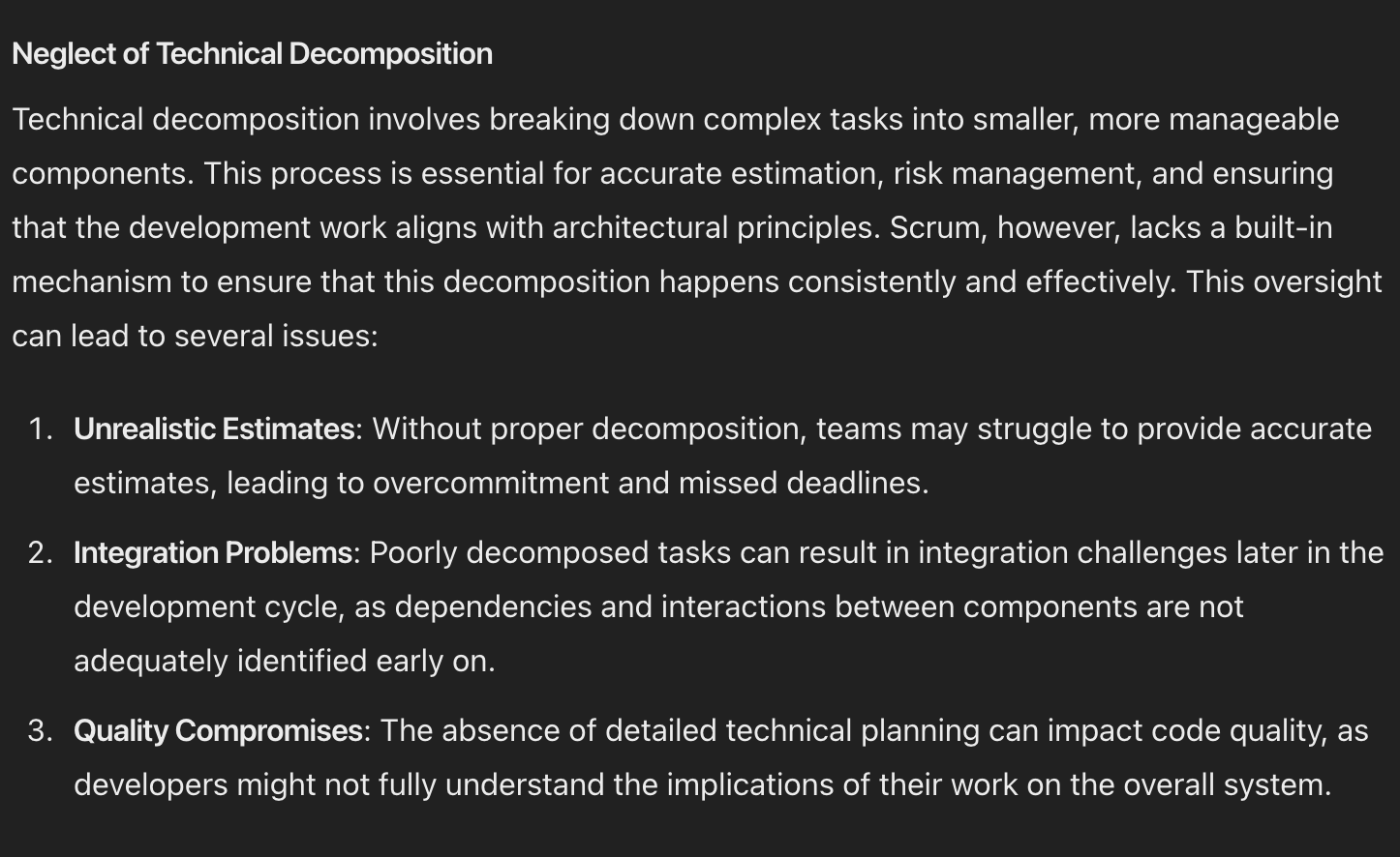 Neglect of Technical Decomposition